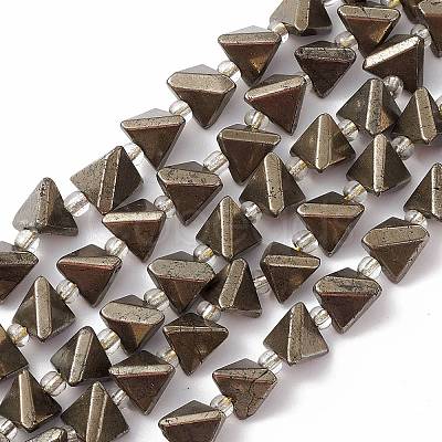 Natural Pyrite Beads Strands G-E590-04-1