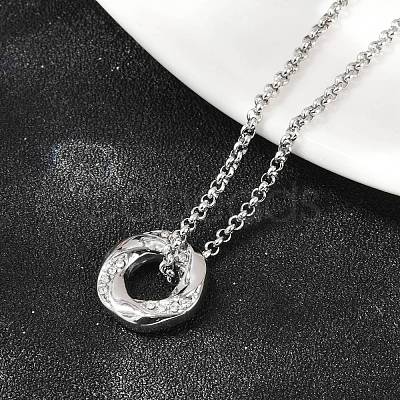 304 Stainless Steel Crystal Rhinestone Hexagon Pendant Necklaces for Women NJEW-F339-04P-1