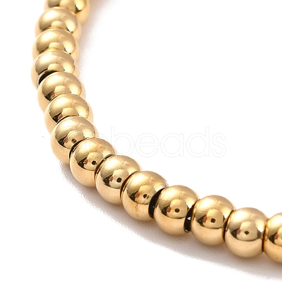 PVD Vacuum Plating 201 Stainless Steel Round Beaded Bracelet for Women STAS-D179-03G-02-1