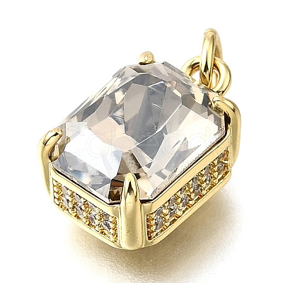 Brass Glass Charms KK-V011-32G-1
