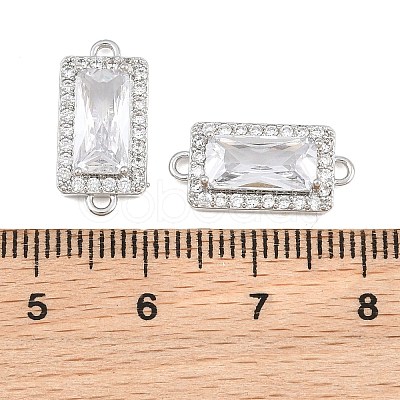 Brass Micro Pave Clear Cubic Zirconia Connector Charms CU-CBA7BFE-01B-P-1