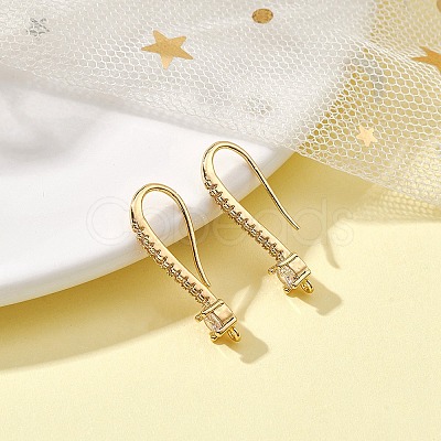 Brass Micro Pave Clear Cubic Zirconia Earring Hooks ZIRC-YW0001-03G-1