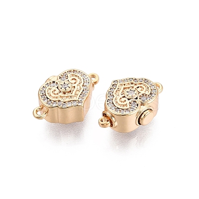 Brass Micro Pave Clear Cubic Zirconia Box Clasps KK-Q074-07G-1