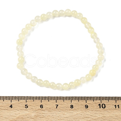 Natural Golden Silk Jade Round Beaded Stretch Bracelets for Women BJEW-F535-01A-1
