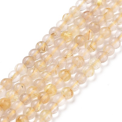 Natural Gold Rutilated Quartz Beads Strands G-C009-C04-1