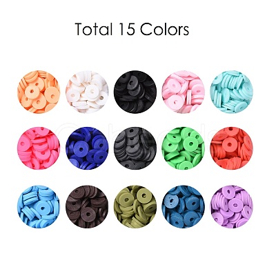 150G 15 Colors Handmade Polymer Clay Beads CLAY-JP0001-13-8mm-1
