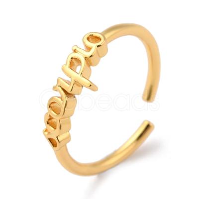 Constellation/Zodiac Sign Brass Cuff Rings RJEW-J074-05G-L-1