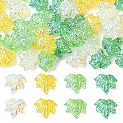 40Pcs 4 Colors Electroplate Transparent Glass Beads GLAA-CJ0002-90-1