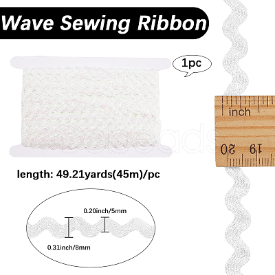 3 Rolls Polyester Glitter Wavy Fringe Trim Ribbon OCOR-GF0004-45B-1