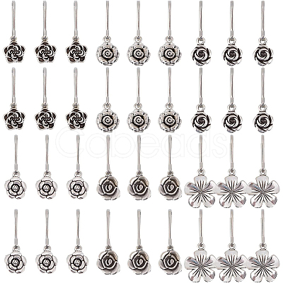 36Pcs 6 Style Alloy Flower Keychain HJEW-BC0001-23-1