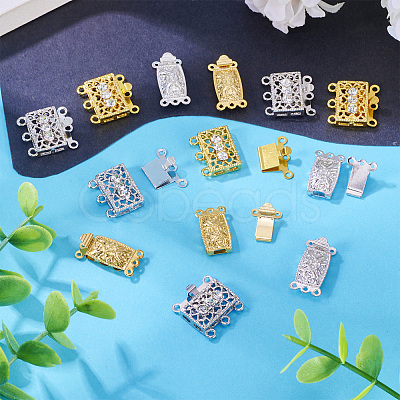 20Pcs 4 Style Brass Filigree Box Clasps KK-PJ0001-15-1