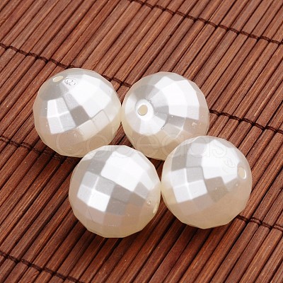 Faceted Round Acrylic Imitation Pearl Beads OACR-O002-3478-1