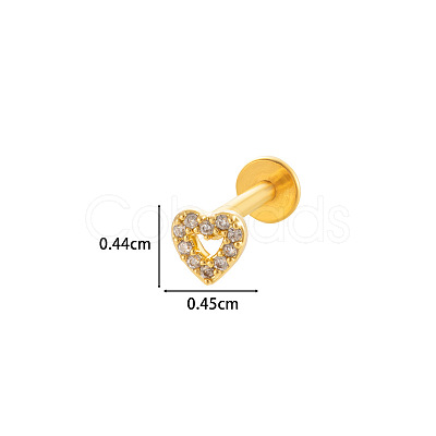 Heart 316L Surgical Stainless Steel Clear Cubic Zirconia 17 Gauge Internally Threaded Labrets WGBD99E-07-1