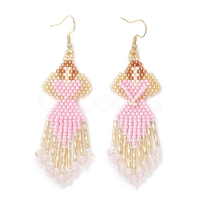 Angel Handmade Glass Seed Beads Dangle Earrings EJEW-MZ00538-03-1