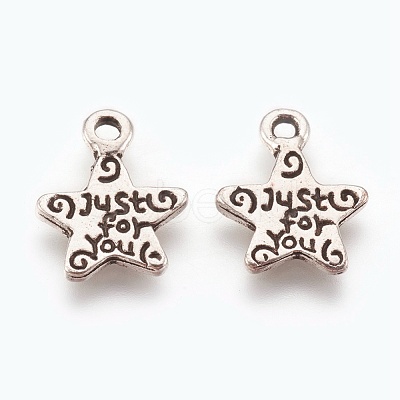 Gift Ideas for Men On Valentines Day Tibetan Style Alloy Star Carved Word Just for You Message Charms LF1272Y-1