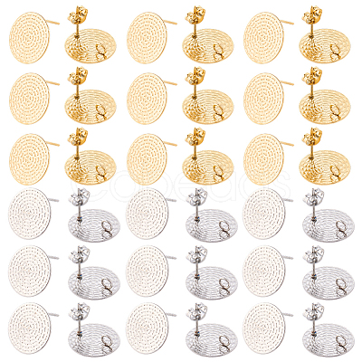 40Pcs 2 Colors 304 Stainless Steel Stud Earings Finding STAS-SC0010-40-1