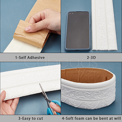 1Pc PVC Foam 3D Self-Adhesive Waterproof Wallpaper Border AJEW-CP0008-20-1