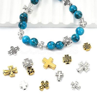 120Pcs 12 Styles Tibetan Style Zinc Alloy Beads FIND-YW0011-84-1