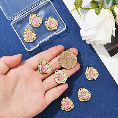 8Pcs Rack Plating Brass Enamel Pendants KK-BBC0020-68-1