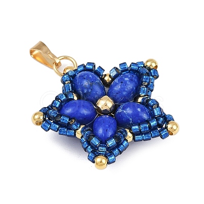Handmade Glass Seed Beaded & Synthetic Dyed Imperial Jasper Beads Pendants PALLOY-MZ00751-02-1