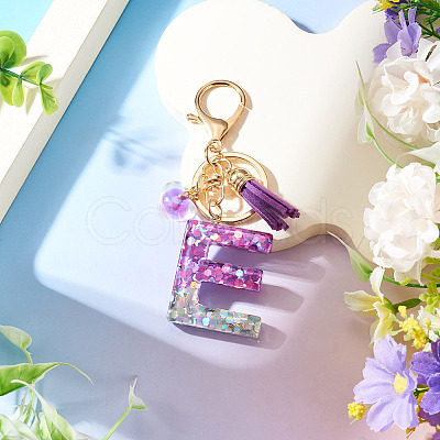 Alloy Resin Heart Keychains KEYC-TADJ0002-01G-E-1