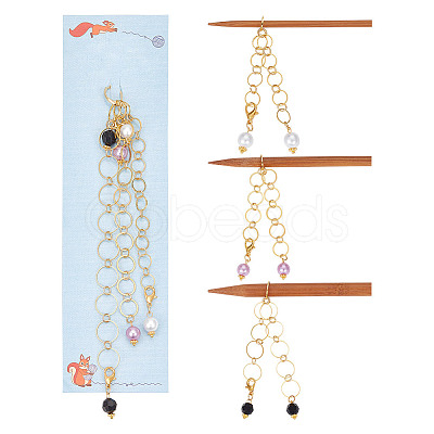 3Pcs 3 Styles Acrylic Pendant Knitting Row Counter Chains HJEW-NB00069-1