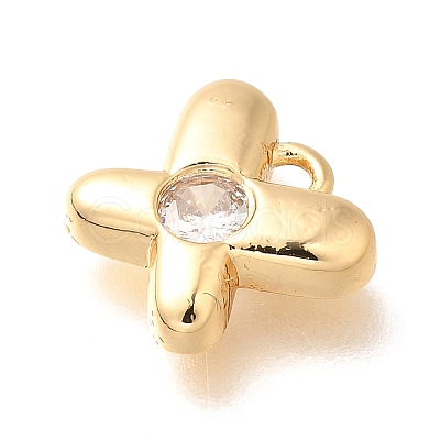 Brass Micro Pave Cubic Zirconia Charms KK-C085-24G-1