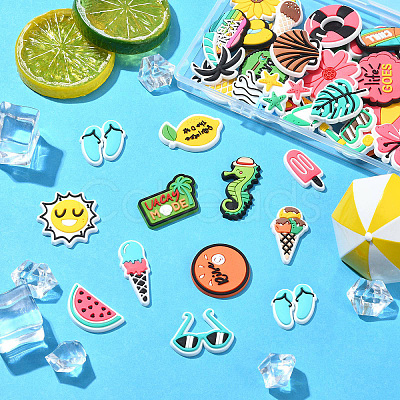 56Pcs 56 Styles Summer Theme PVC Cabochons KY-CJ0002-10-1