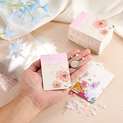 100Pcs 5 Style Rectangle Cardboard Jewelry Display Cards CDIS-YS0001-03-1