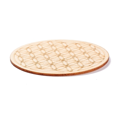 Basswood Carved Round Cup Mats DJEW-M006-02-1