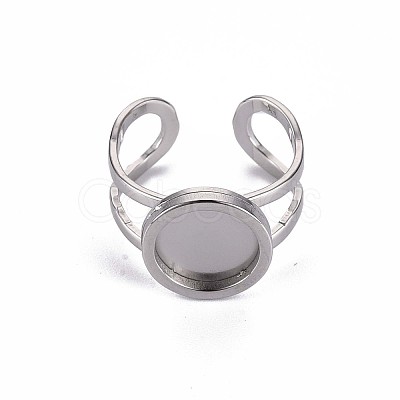 Non-Tarnish 201 Stainless Steel Cuff Pad Ring Settings X-STAS-S080-040A-P-1