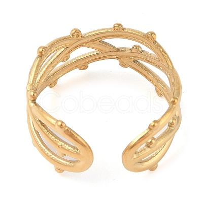 Ion Plating(IP) 304 Stainless Steel Open Cuff Rings for Women RJEW-Z057-10G-01-1
