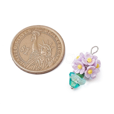 Glass Seed Beaded Flowerpot Pendants PALLOY-MZ00520-04-1
