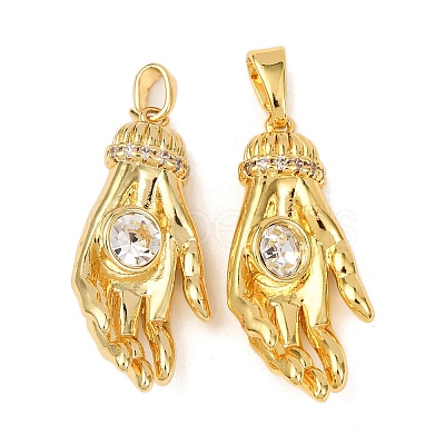 Brass Pave Cubic Zirconia Pendants KK-G543-02G-02-1