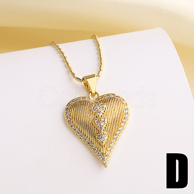 Valentine's Day Brass Micro Pave Clear Cubic Zirconia Pendant Necklaces for Women WG634DA-04-1