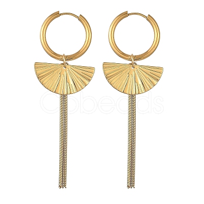 304 Stainless Steel & 201 Stainless Steel Snake Chain Tassel Dangle Earrings EJEW-JE07388-1