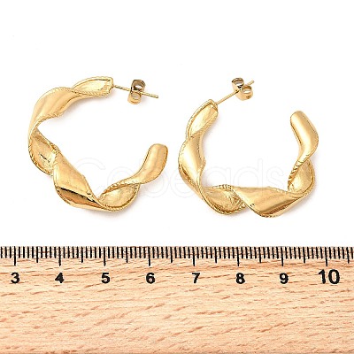 304 Stainless Steel Twist C-Shaped Stud Earrings EJEW-A139-01G-1