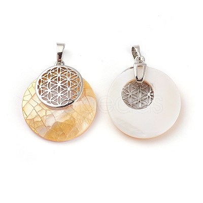 Natural Mixed Shell Pendants KK-F751-M-B-1