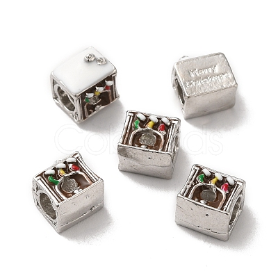Christmas Theme Alloy Enamel European Beads PALLOY-D058-01P-03-1