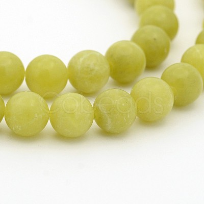 Natural Olive Jade Round Bead Strands G-P070-34-12mm-1