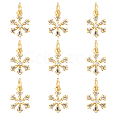 10Pcs Rack Plating Brass Micro Pave Clear Cubic Zirconia Pendants KK-BBC0021-55-1