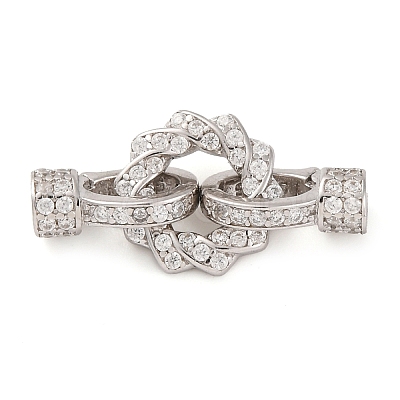 925 Sterling Silver Micro Pave Clear Cubic Zirconia Fold Over Clasps STER-U005-09P-1