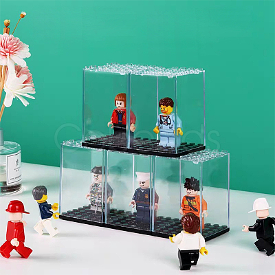 Transparent Plastic Minifigures Display Case ODIS-WH0043-25-1
