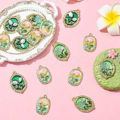 16pcs 4 styles Rack Plating Alloy Enamel Pendants ENAM-YW0005-42-1