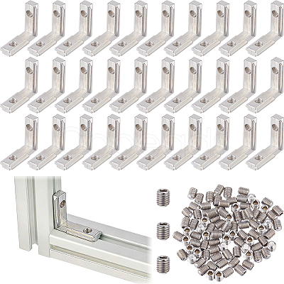 50 Bags L-shaped Aluminum Joint Corner Brackets with 2Pcs Screw FIND-FH0018-05-1