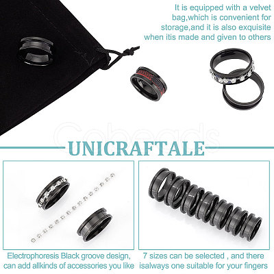 Unicraftale 14Pcs 7 Size Titanium Steel Grooved Finger Rings Set RJEW-UN0002-71EB-1