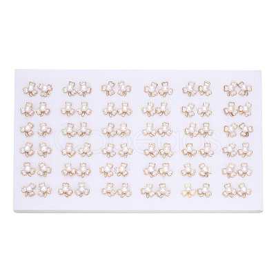 Clover Natural Pearl Stud Earrings with Enamel PEAR-N020-05O-1