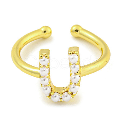 Rack Plating Brass Open Cuff Rings for Women RJEW-F162-01G-U-1
