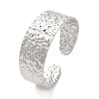 Non-Tarnish 304 Stainless Steel Textured Flat Cuff Bangles BJEW-G694-04P-1