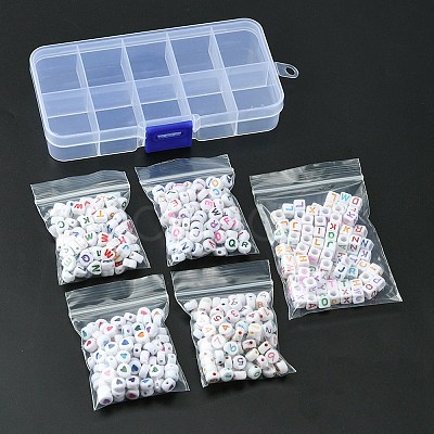 500Pcs 5 Styles Opaque White Acrylic Beads MACR-YW0002-43-1